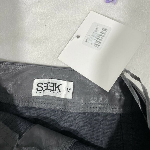NWT $128 LF Seek Label Faux Leather Hook & Eye Side Skirt Grey [ Medium ]‎ #3920 - Picture 7 of 12